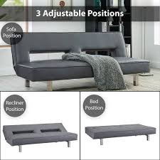 Homestock Gray Futon Sofa Bed Faux