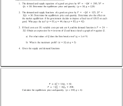 1 The Demand And Supply Equations Of A