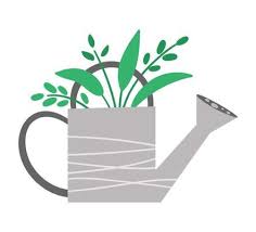 Vector Cute Watering Can With Green