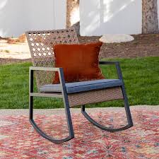 Brown Rattan Modern Patio Rocking Chair