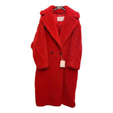 Teddy Bear Icon Wool Coat Max Mara Red