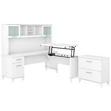 L Desk With Hutch And File Cabinet