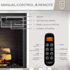 Edendirect 39 In Electric Fireplace Insert Remote Control Adjustable Flame Brightness 750 Watt 1500 Watt