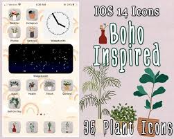 Ios Boho Aesthetic Icon Bundle Plants
