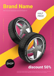 Realistic Tire Poster Car Wheel Promo