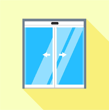 Double Sliding Glass Doors Icon Flat