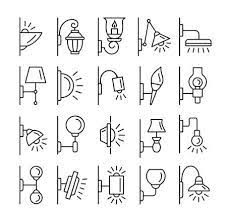 Sconces Line Icon Set Diffe Types