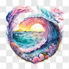 Ocean Wave Heart Watercolor