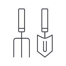 Forks Mini Trowel Vector Line Icon