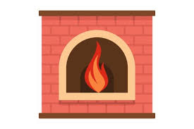 Retro Fireplace Icon Cartoon Style