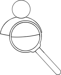 Man Icon With Magnify Glass In Stroke