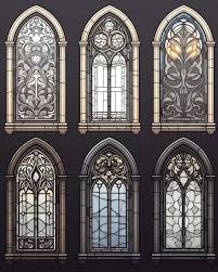 Four Stained Glass Windows With Designs