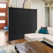 Costway 6ft Single Panel Room Divider With Wheels Rolling Fabric Black