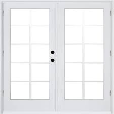 Mp Doors 60 In X 80 In Fiberglass Smooth White Left Hand Outswing Hinged Patio Door With 10 Lite Gbg