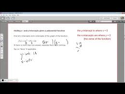 Y Intercepts Of A Polynomial Function