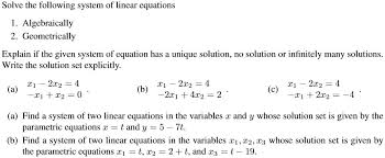 Linear Equations Algebraically