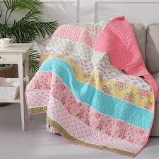 Pink Quilted Cotton Throw Blanket