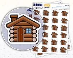 Log Cabin Icon Stickers Cottage Country
