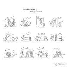 Family Outdoor Activity Icons Set
