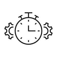 Gear And Clock Line Icon Cog Wheel And