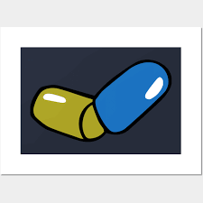Pill Blue Yellow Posters And