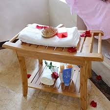 Bathroom Bamboo Shower Stool Spa Bath