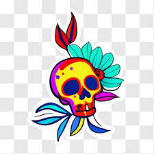 Colorful Skull Sticker For Art