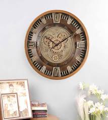 Buy Brown Wooden Carved Wall Clock By
