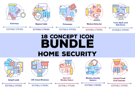 Home Security Concept Icons Set Graphic