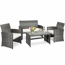 Costway Mix Gray 4 Piece Rattan Wicker