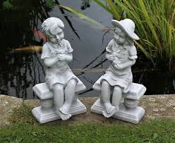 Garden Ornaments Boy Girl Cherub