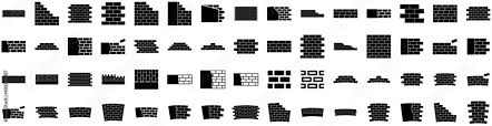 Set Of Brick Icons Isolated Silhouette