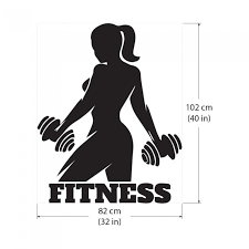 Drumbbell Gym Woman Fitness Vinyl Wall