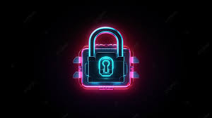 Glowing Neon Icon Of A Locked Padlock