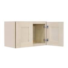 Lifeart Cabinetry Lancaster Shaker Assembled 24x15x12 In Wall Cabinet With 2 Doors No Shelf In Stone Wash