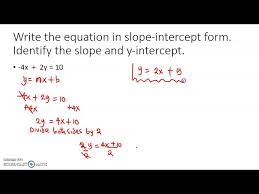Write Equation In Slope Intercept Form