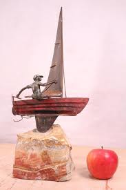 Curtis C Jere Sculpture Sailboat Man