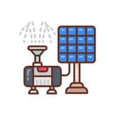Solar Water Pump Vector Art Icons And