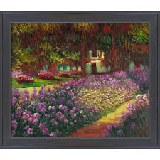 La Pastiche Artist S Garden At Giverny By Claude Monet Gallery Black Framed Nature Oil Painting Art Print 24 In X 28 In Brown
