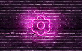 Purple Flower Neon Icons Hd Wallpaper
