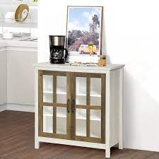 Homcom Kitchen Sideboard Glass Door