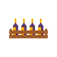 Wine Bottle Wood Box Icon Flat Isolated