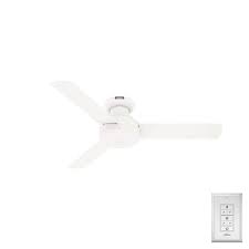 Hunter 52402 44 In Presto Matte White Low Profile Ceiling Fan Wall Control