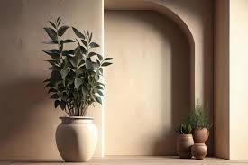 Beige Stucco Wall And Pot