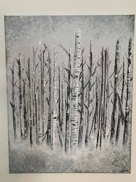 Birch Tree Winter Sparkle Painting