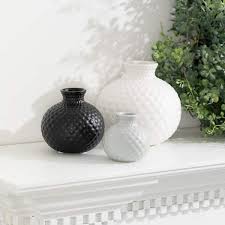 Gray Ceramic Low Ball Vase Set