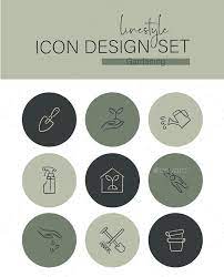Linestyle Icon Design Set Gardening