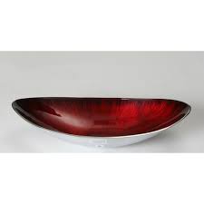 Aluminum And Red Oval Bowl