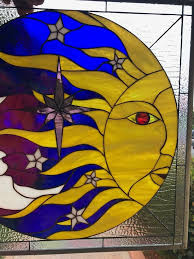 Stars Sun Moon Stained Glass Window