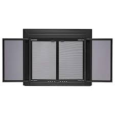 Uniflame Large Logan Black Cabinet Style Fireplace Doors With Smoke Tempered Glass